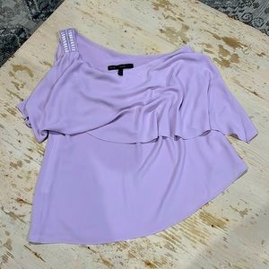 NWOT— White House Black Market One-Shoulder Lavender color Blouse, Size 4
